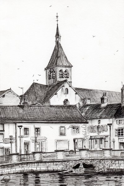 Laignes Frankrig, 2007, (blæk på papir) af Vincent Alexander Booth